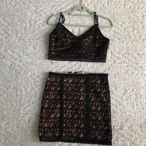lace black two piece set